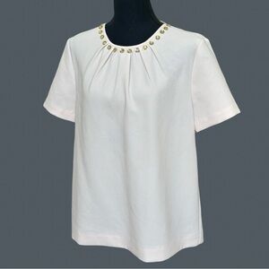 Kate Spade Blush Jeweled Crepe Top - Like New!